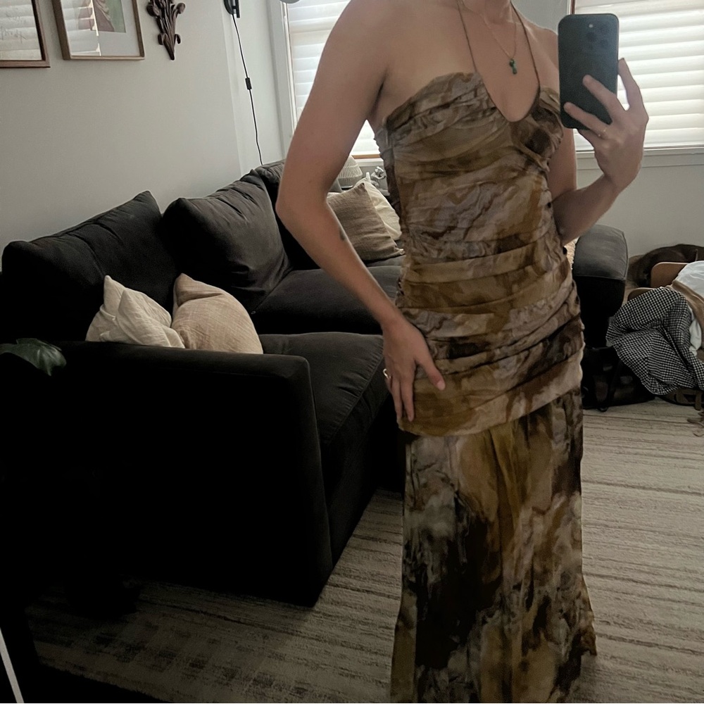 Zara Silk Halter Ruched Maxi Dress BNWT - Picture 10 of 11